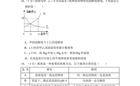 2018年上海市宝山区中考化学一模试卷_0122026上海中考一模二模真题试卷_2026年上海一模_上海1500初中高中试卷_初中_上海中考一模二模三模真题卷及解析_5.上海中考化学一模二模（12-24）