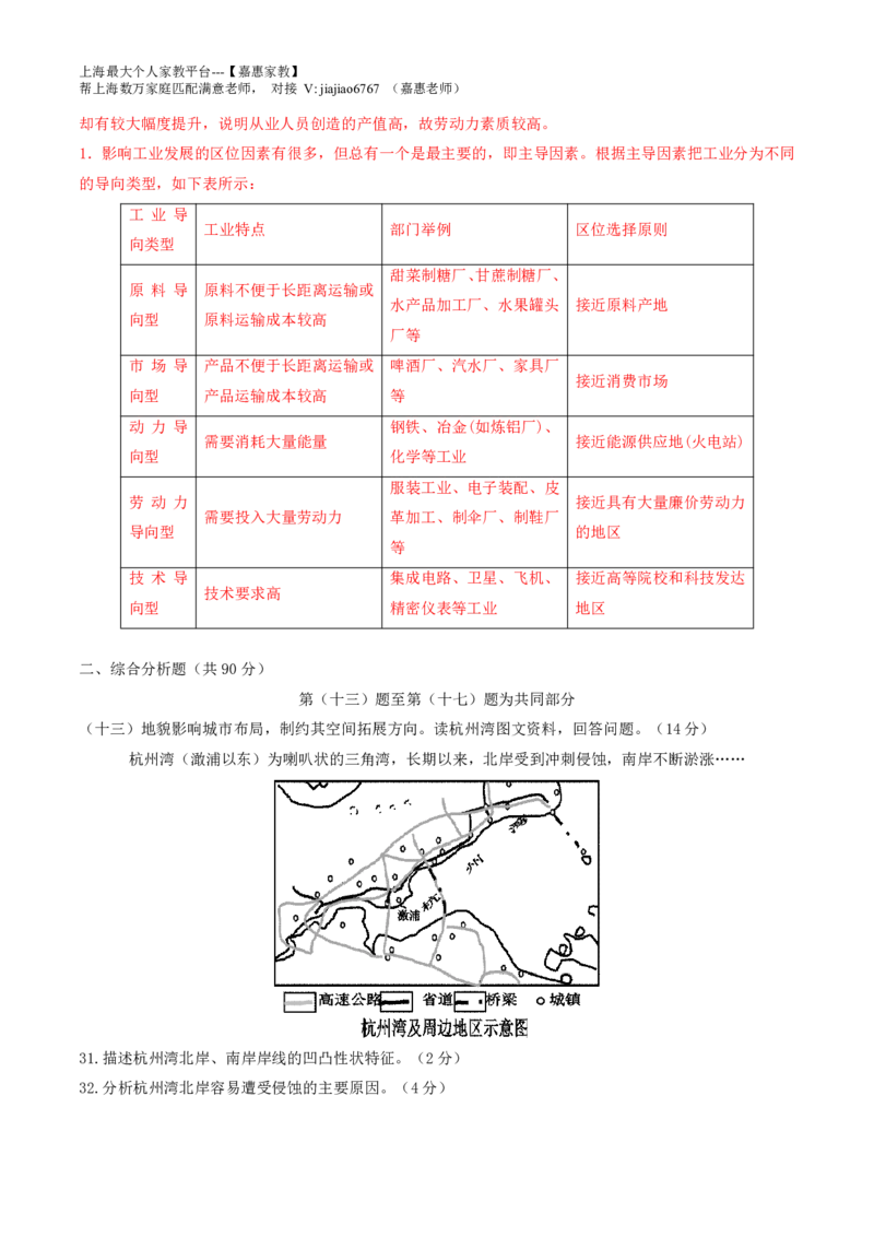 2014年普通高等学校招生全国统一考试（上海卷）地理试题精编版（解析版）_0122026上海中考一模二模真题试卷_2026年上海一模_上海1500初中高中试卷_高中_高考真题_8.上海高考地理2023-2014