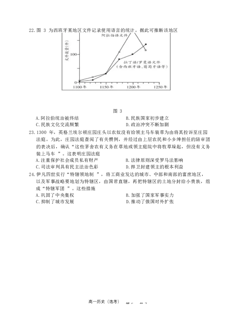 历史-黑龙江省哈尔滨市第三中学2025-2026学年度下学期高一学年3月月考_2026年04月高一试卷_260407黑龙江省哈尔滨市第三中学2025-2026学年度下学期高一学年3月月考