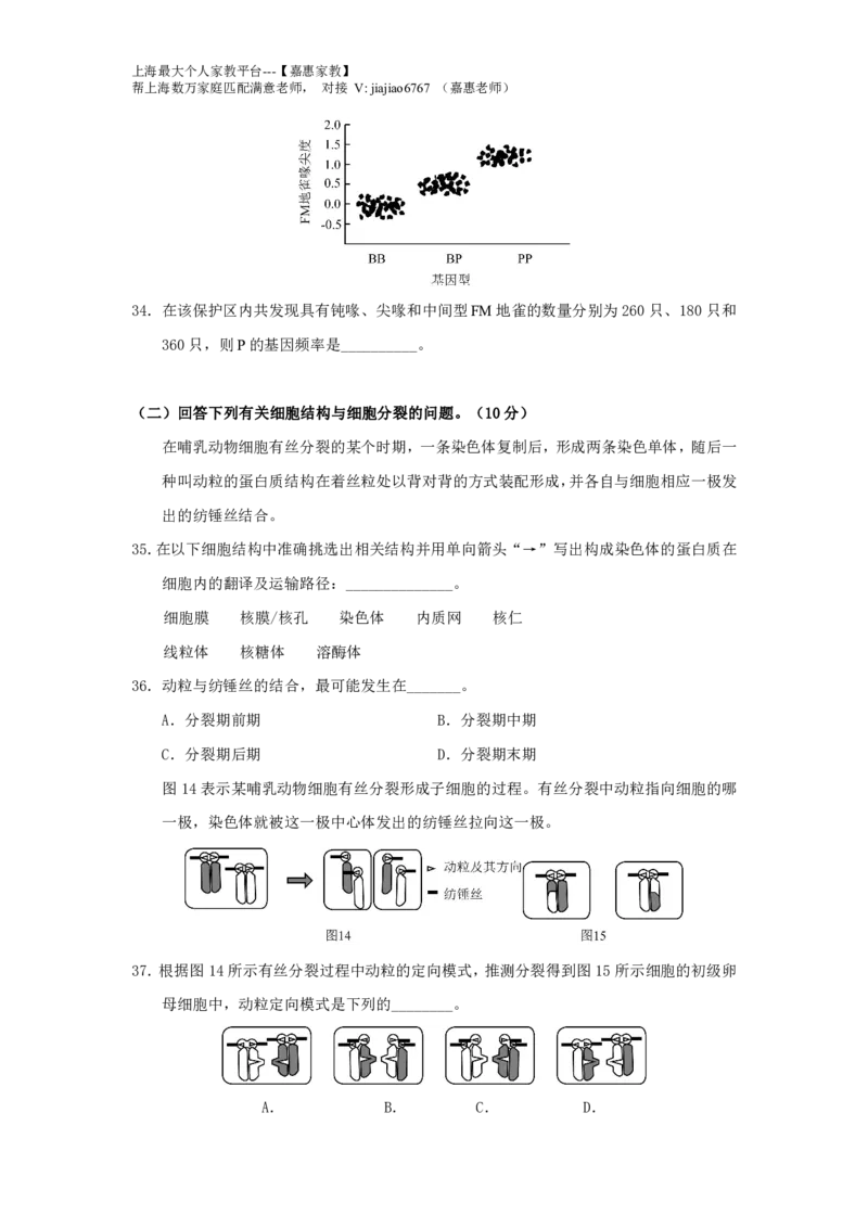 2015年上海市高考生物试题_0122026上海中考一模二模真题试卷_2026年上海一模_上海1500初中高中试卷_高中_高考真题_6.上海高考生物2023-2014