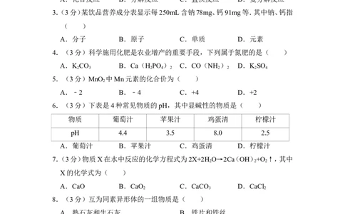 2015年上海市崇明县中考化学二模试卷_0122026上海中考一模二模真题试卷_2025-2012年_5.上海中考化学一模二模（12-24）_二模_2015年上海市中考化学二模试卷（16份）
