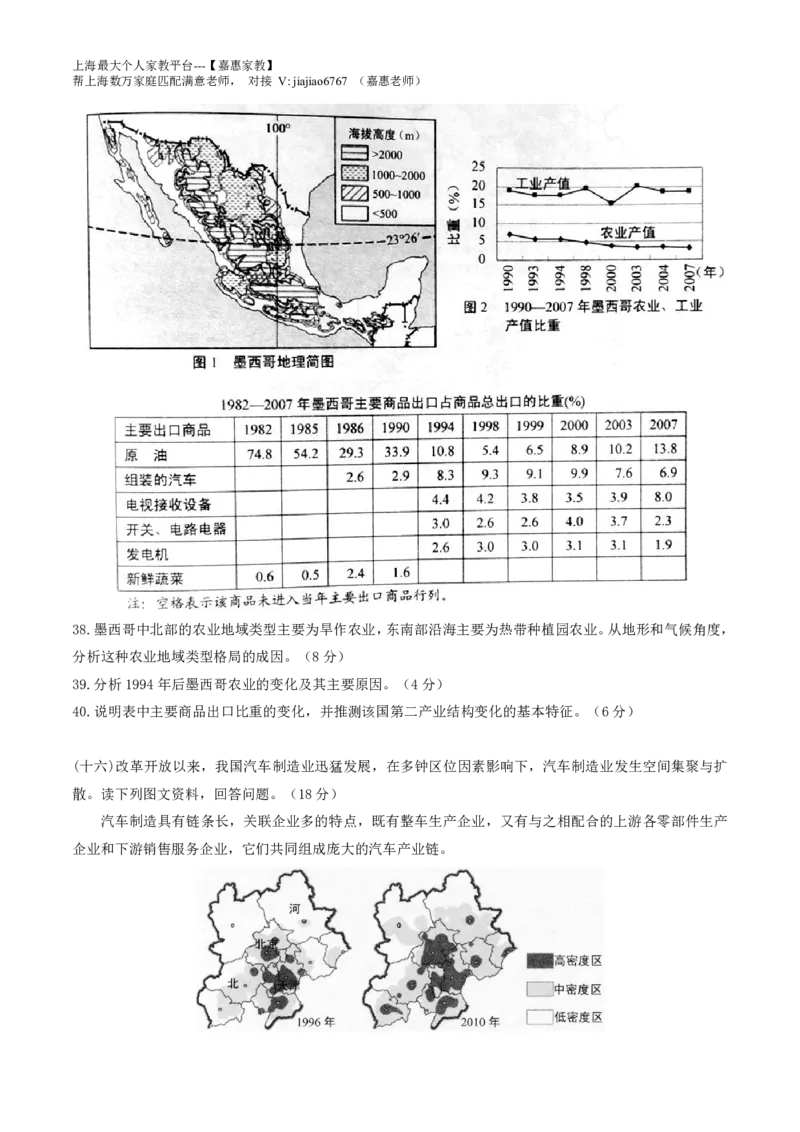 2014年普通高等学校招生全国统一考试（上海卷）地理试题精编版（原卷版）_0122026上海中考一模二模真题试卷_2026年上海一模_上海1500初中高中试卷_高中_高考真题_8.上海高考地理2023-2014
