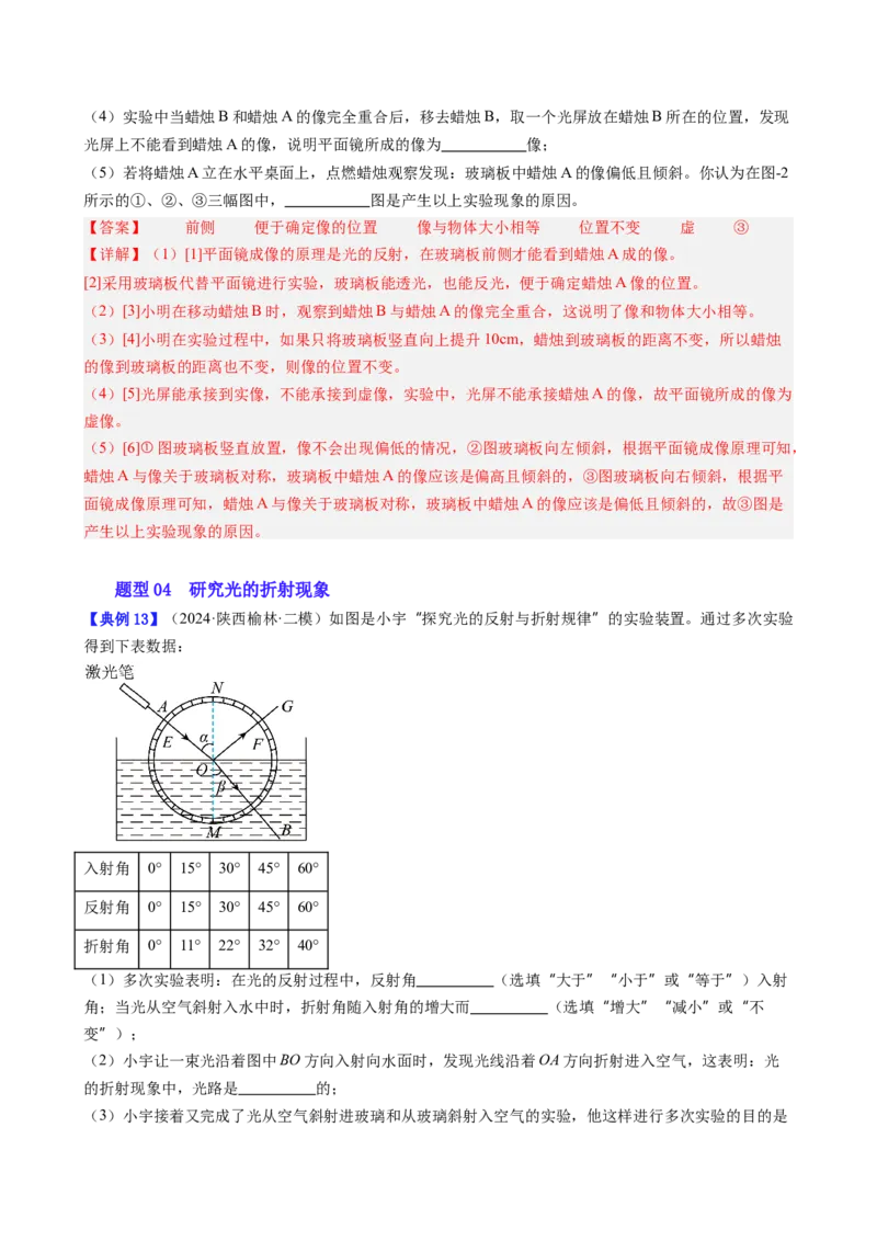 单元专项提升01光路作图和实验专项能力提升（教师版）_初物_八年级上下册+九年级全一册物理_八年级物理上册_讲义