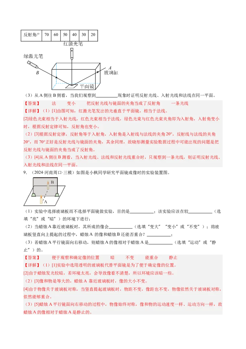 单元专项提升01光路作图和实验专项能力提升（教师版）_初物_八年级上下册+九年级全一册物理_八年级物理上册_讲义
