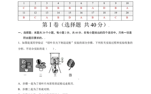第3单元（第4章）绿色植物是生物圈中有机物的制造者（选拔卷）（人教版）（解析版）_初中全科电子版试卷练习试题_生物_生物人教版7上练习&mdash;24新版已更新