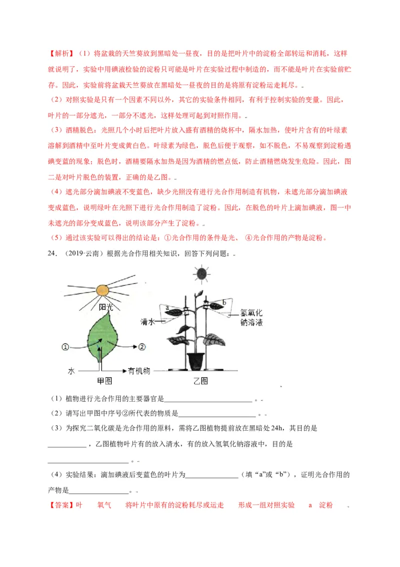 第3单元（第4章）绿色植物是生物圈中有机物的制造者（选拔卷）（人教版）（解析版）_初中全科电子版试卷练习试题_生物_生物人教版7上练习&mdash;24新版已更新