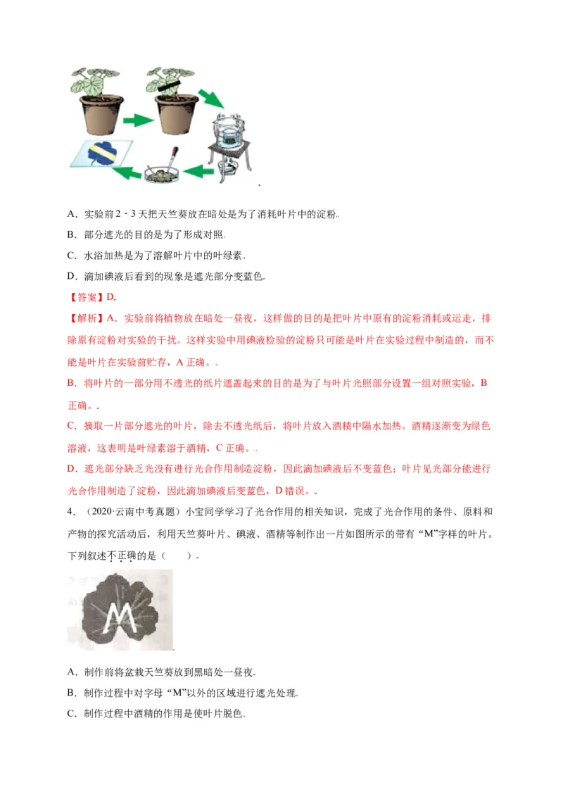 第3单元（第4章）绿色植物是生物圈中有机物的制造者（选拔卷）（人教版）（解析版）_初中全科电子版试卷练习试题_生物_生物人教版7上练习&mdash;24新版已更新