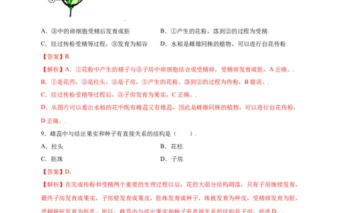 第3单元（第2章）被子植物的一生（提分小卷）（人教版）（解析版）_初中全科电子版试卷练习试题_生物_生物人教版7上练习&mdash;24新版已更新_人教生物7年级上单元试卷36份