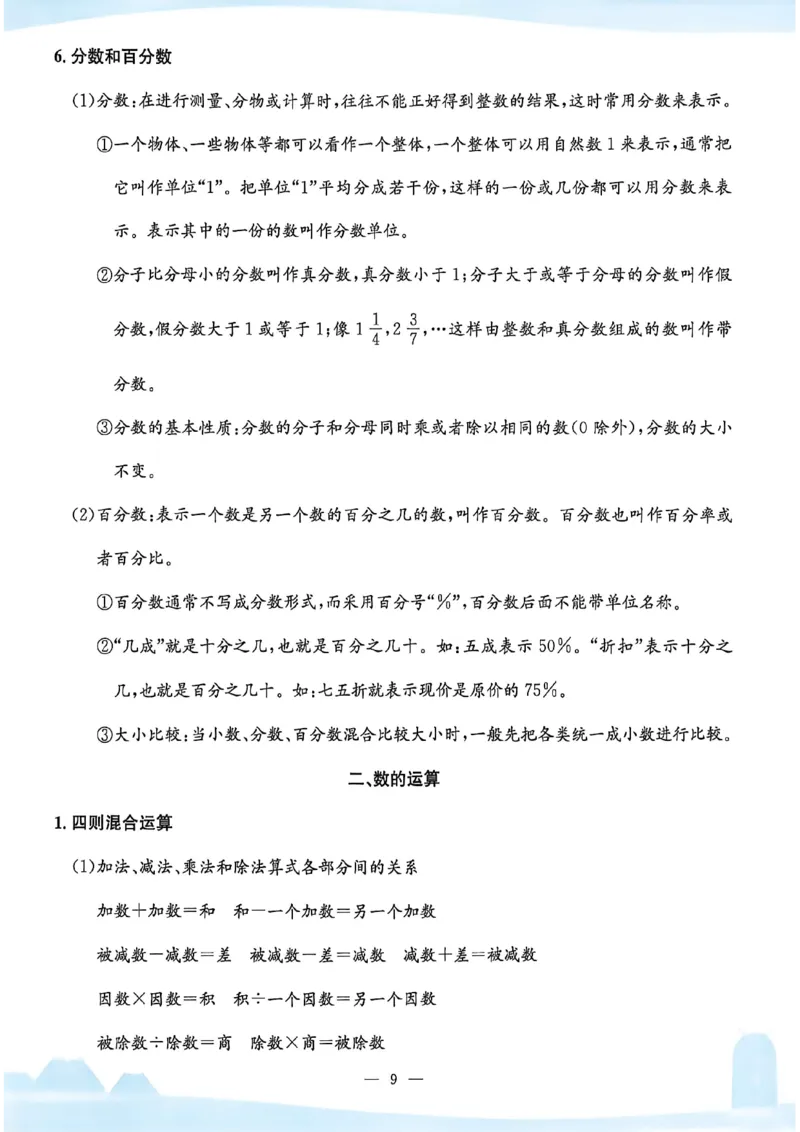 2026六下孟建平数学知识清单_六下数学