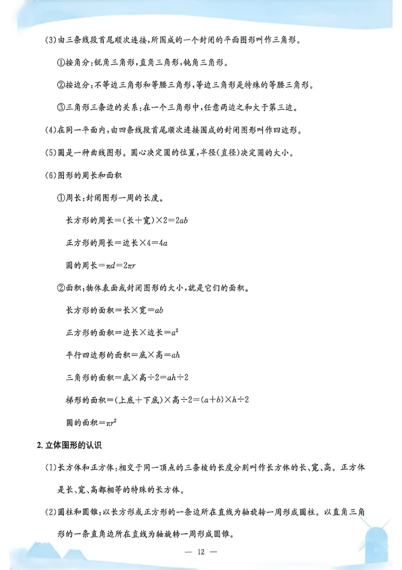 2026六下孟建平数学知识清单_六下数学