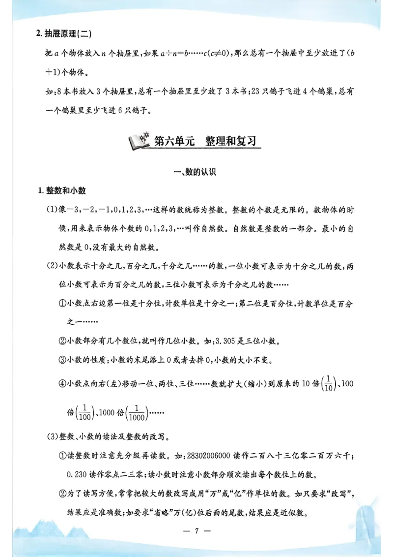 2026六下孟建平数学知识清单_六下数学