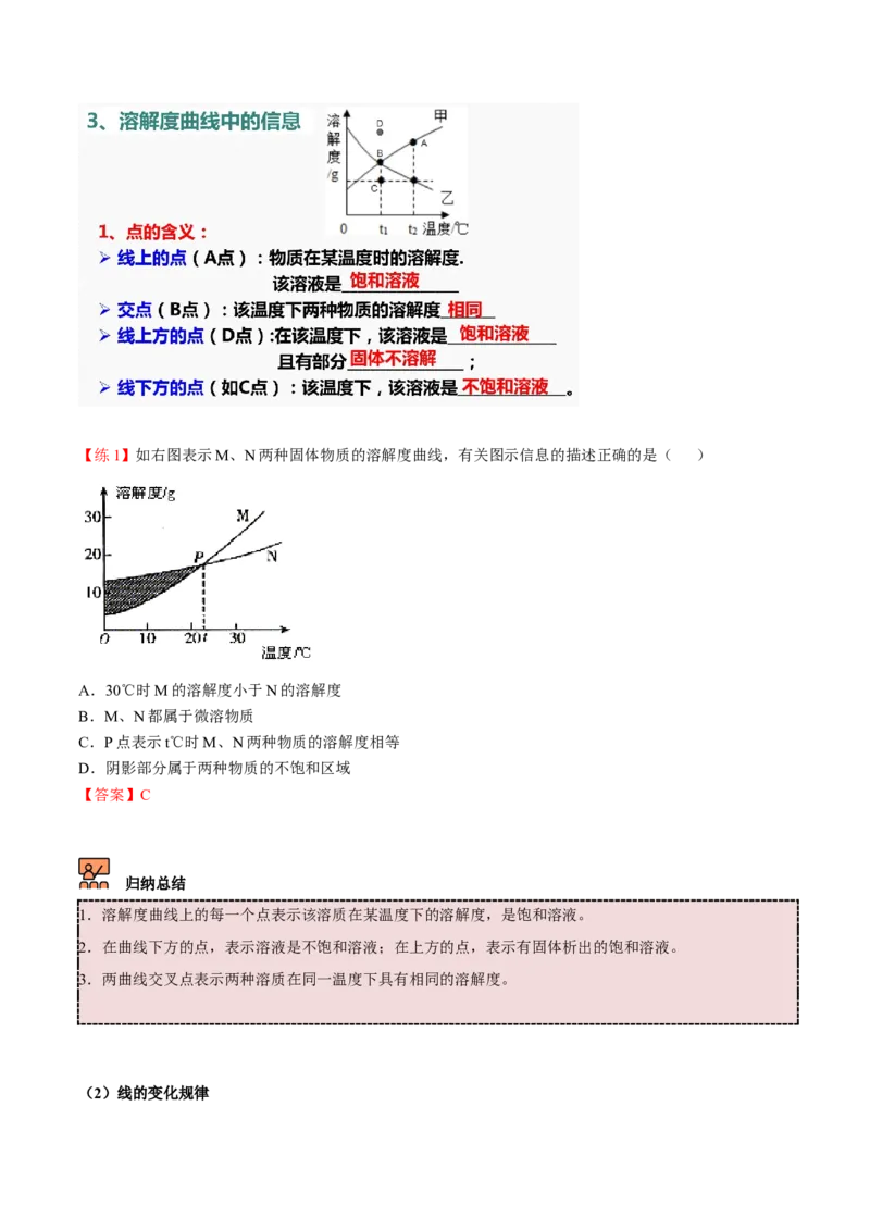 第3讲溶液的形成和溶解度曲线（解析版）_初中全科电子版试卷练习试题_化学_9年级上下册化学试题_9年级下试题_人教化学九年级下专项练习（013份）