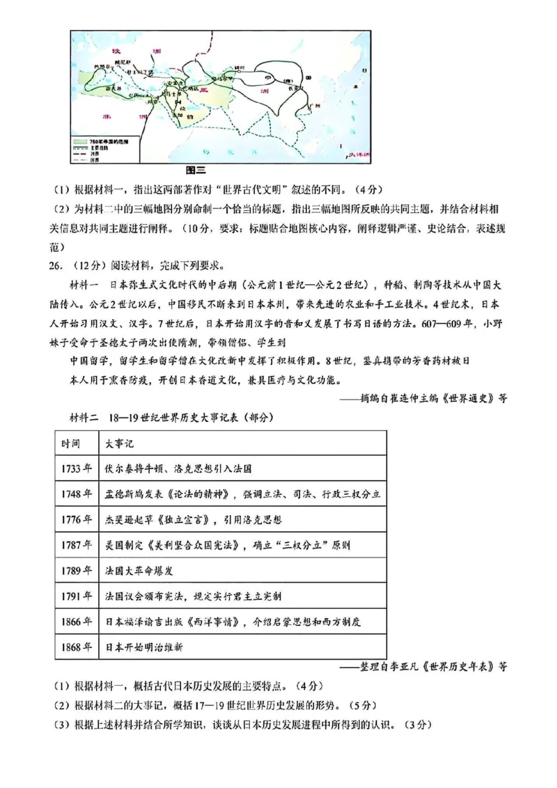 历史-辽宁沈阳二中2025-2026学年高一下学期4月月考_2026年04月高一试卷_260417辽宁沈阳二中2025-2026学年高一下学期4月月考