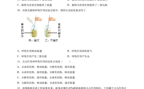 第3单元（第5章）绿色植物与生物圈中的碳-氧平衡（选拔卷）（人教版）（原卷版）_初中全科电子版试卷练习试题_生物_生物人教版7上练习&mdash;24新版已更新