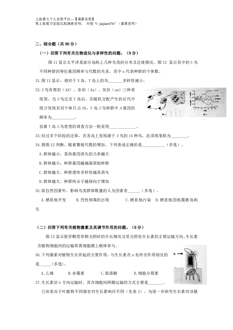 2016年上海市高考生物试题_0122026上海中考一模二模真题试卷_2026年上海一模_上海1500初中高中试卷_高中_高考真题_6.上海高考生物2023-2014