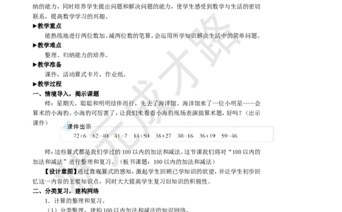 第1课时100以内的加法和减法_1-6年级上册_数学2年级上册教学资源包（新教材2025秋）_旧教材课件_名师教学设计新版_9总复习