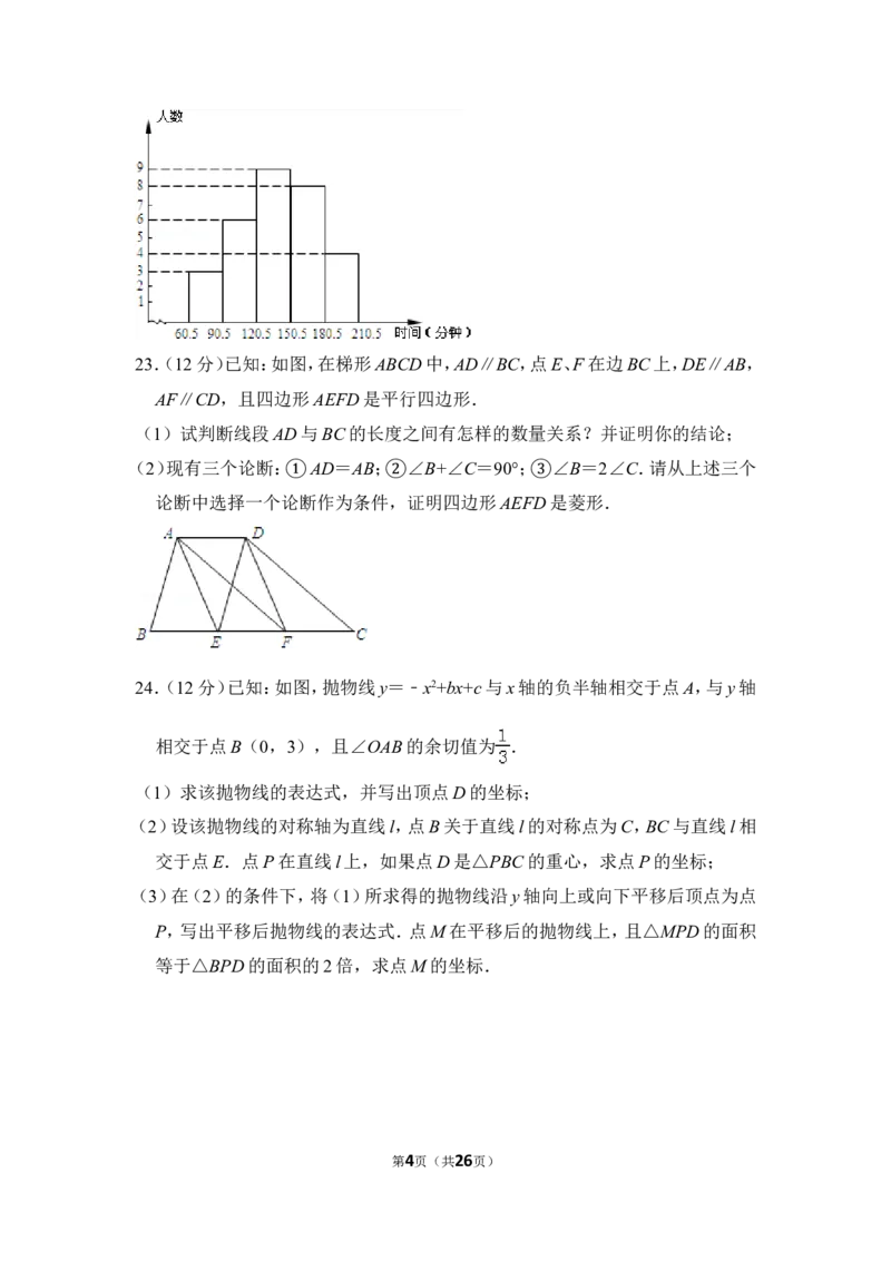 2012年上海市闵行区中考数学二模试卷_0122026上海中考一模二模真题试卷_2025-2012年_2.上海中考数学一模二模（12-24）_二模_2012年上海市中考数学二模试卷（15份）
