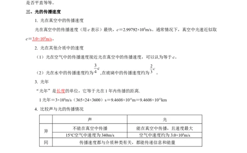 第四章光现象（知识清单）-（人教版）（教师版）_初物_八年级上下册+九年级全一册物理_八年级物理上册_老课标资料_单元知识清单