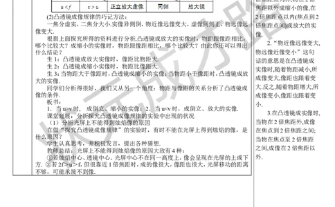 第1课时探究凸透镜成像的规律_初物_八年级上下册+九年级全一册物理_八年级物理上册_全套教学资源_课件教案3_教案_第五章透镜及其应用_第3节凸透镜成像的规律