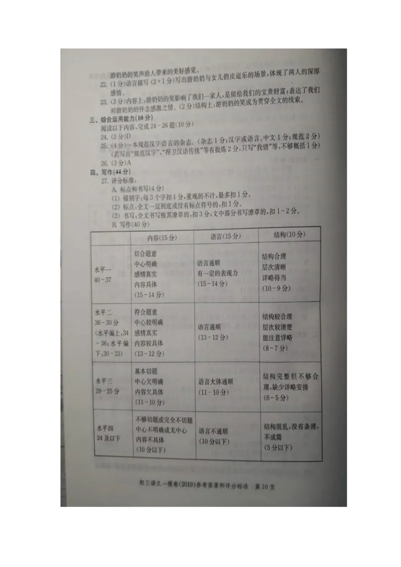 2019中考语文一模答案_0122026上海中考一模二模真题试卷_2025-2012年_1.上海中考语文一模二模（14-24）_一模_2019年上海市中考语文一模试卷（16份）_2019中考语文一模答案