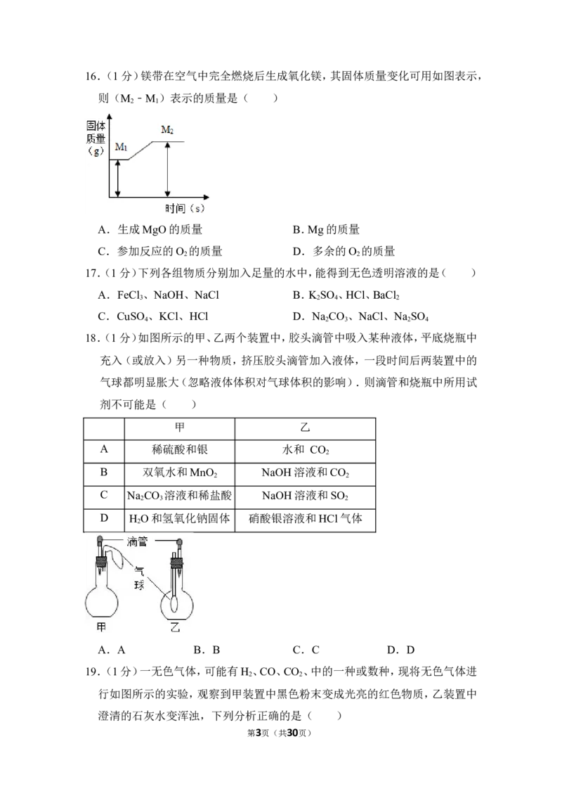 2012年上海市闸北区中考化学二模试卷_0122026上海中考一模二模真题试卷_2025-2012年_5.上海中考化学一模二模（12-24）_二模_2012年上海市中考化学二模试卷（17份）
