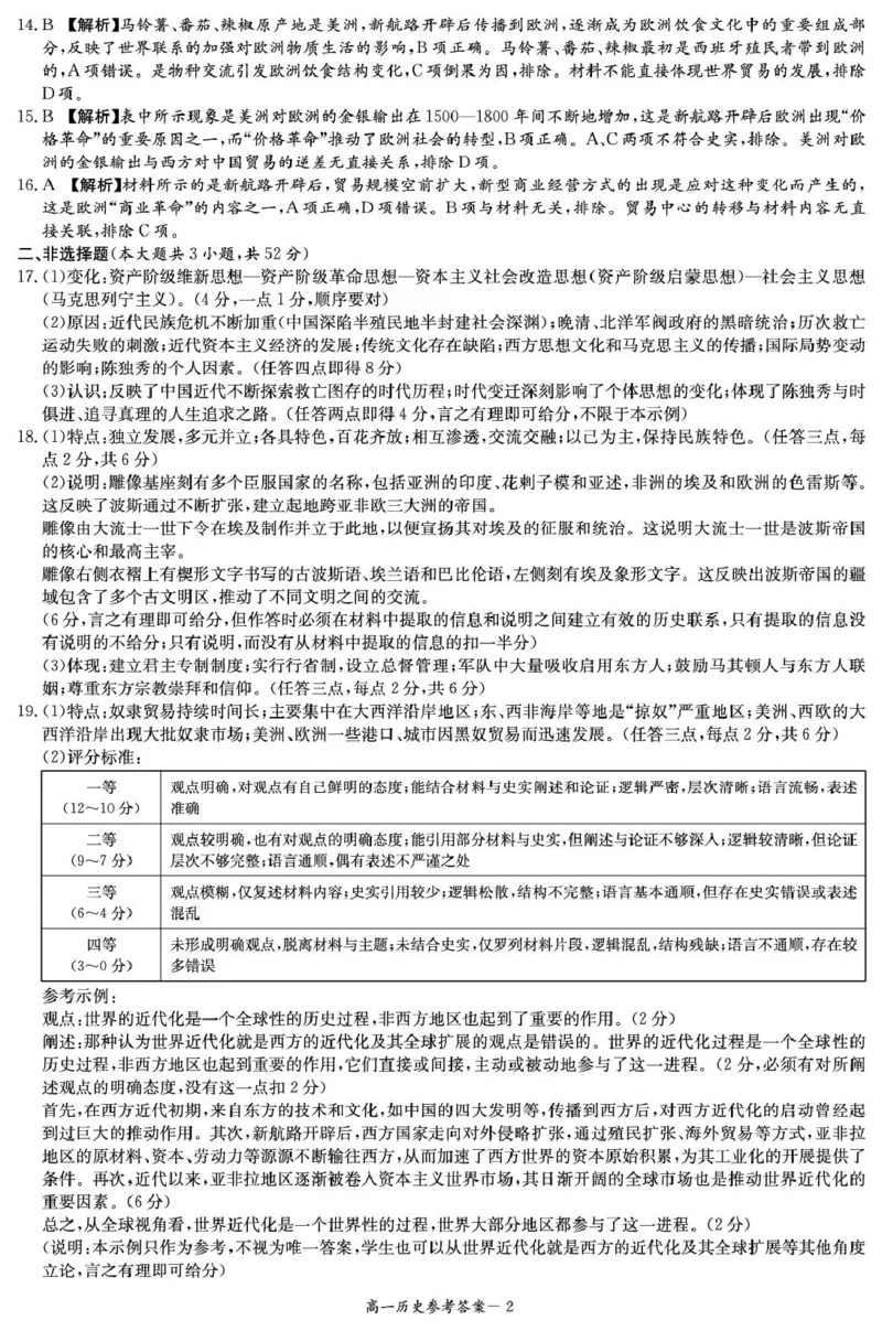 历史试卷（含答案解析）历史答案（高一3月联考）_2025年04月试卷_0402湖南省炎德英才名校联考联合体2024-2025学年高一下学期3月月考