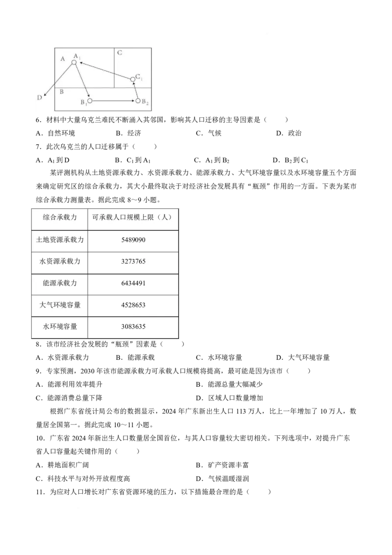 地理-山西省太原地区2025-2026学年高一第二学期第一次月考_2026年04月高一试卷_260412山西省太原地区2025-2026学年高一第二学期第一次月考