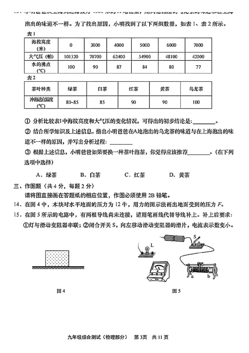 2025届青浦区初三一模综合试卷（物理部分）_0122026上海中考一模二模真题试卷_2025-2012年_6.2025年上海一模_分科目整理（试卷及答案）英语听力音频在这里_物理