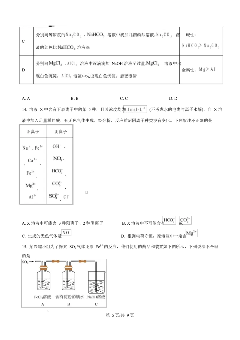 四川省内江市威远中学2024-2025学年高一下学期期中考试化学试题（原卷版）_2025年04月试卷_0424四川省内江市威远中学2024-2025学年高一下学期期中考试