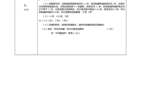 上海市青浦区2020届九年级上学期期末(一模）物理答案（word版）_0122026上海中考一模二模真题试卷_2025-2012年_4.上海中考物理一模二模（14-24）_一模_2020年上海市中考物理一模答案