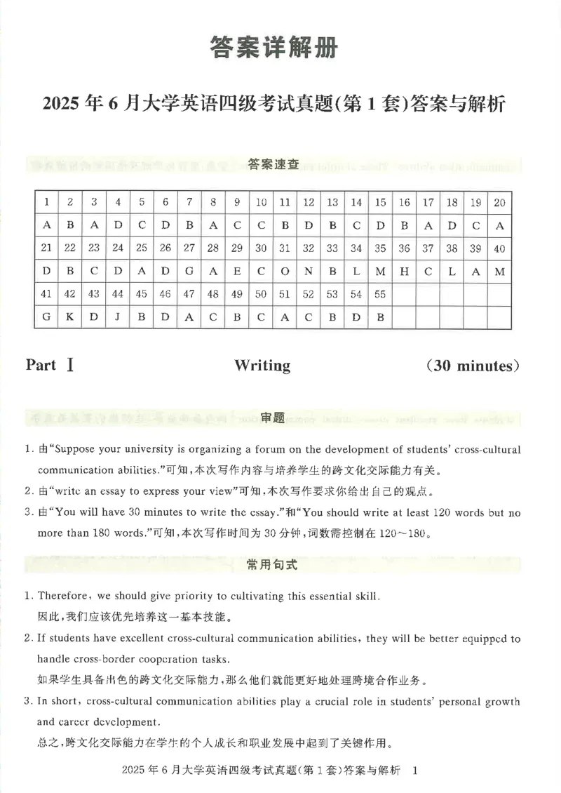 2025年6月四级考试3套真题答案_2025刘晓燕四六级_2025年12月刘晓燕四级全程班_2025年12月刘晓燕四级全程班_00讲义资料_（就这样过英语四级真题+模拟）电子讲义_25年6月三套真题+答案详解