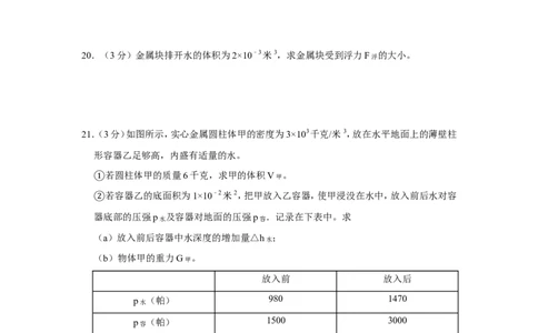 2020年上海市浦东新区中考物理二模试卷_0122026上海中考一模二模真题试卷_2025-2012年_4.上海中考物理一模二模（14-24）_二模_2020年上海市中考物理二模试卷（14份）