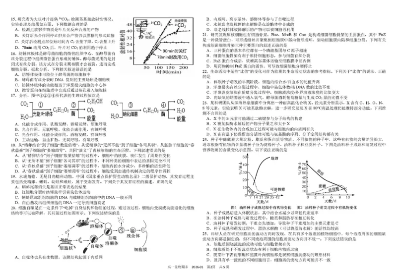 四川省成都市树德中学2025-2026学年高一上学期1月期末生物试题含答案_2026年02月高一试卷_260205四川省成都市树德中学2025-2026学年高一上学期期末（全）