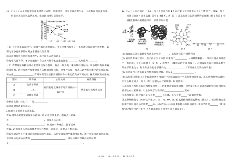 四川省成都市树德中学2025-2026学年高一上学期10月月考试题生物PDF版含答案（可编辑）_2025年10月高一试卷_251017四川省成都市树德中学2025-2026学年高一上学期10月月考试题