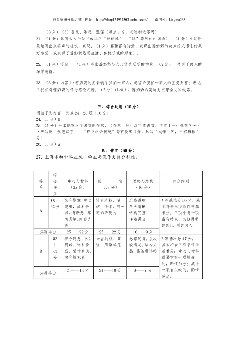上海市闵行区2019届九年级上学期期末（一模）质量监控语文试题及答案（PDF版）_0122026上海中考一模二模真题试卷_2025-2012年_1.上海中考语文一模二模（14-24）_一模_赠PDF版