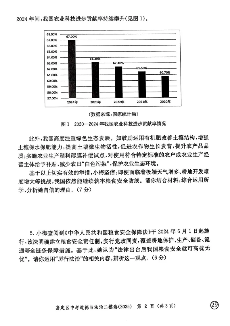 2025上海中考道法二模试卷_0122026上海中考一模二模真题试卷_2025-2012年_7.2025年上海二模_道法