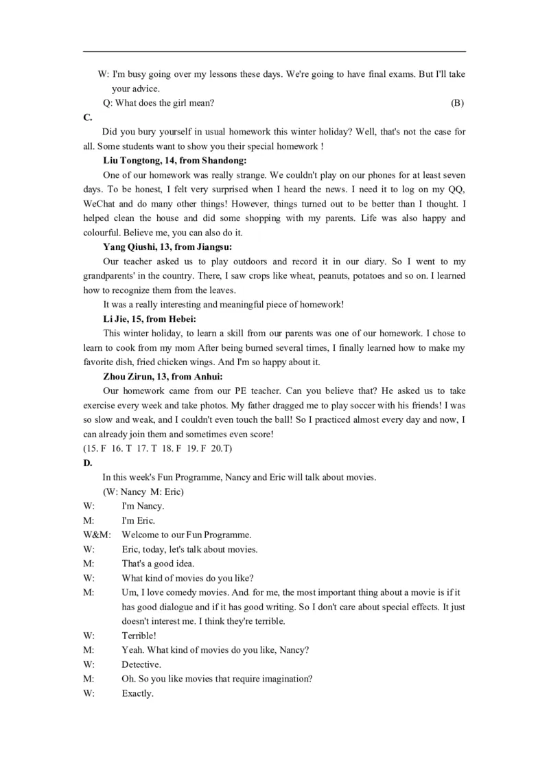 上海市金山区2015届九年级4月质量调研（二模）英语试题及答案（word版）_0122026上海中考一模二模真题试卷_2025-2012年_3.上海中考英语一模二模（12-24）_二模（12年无音频）