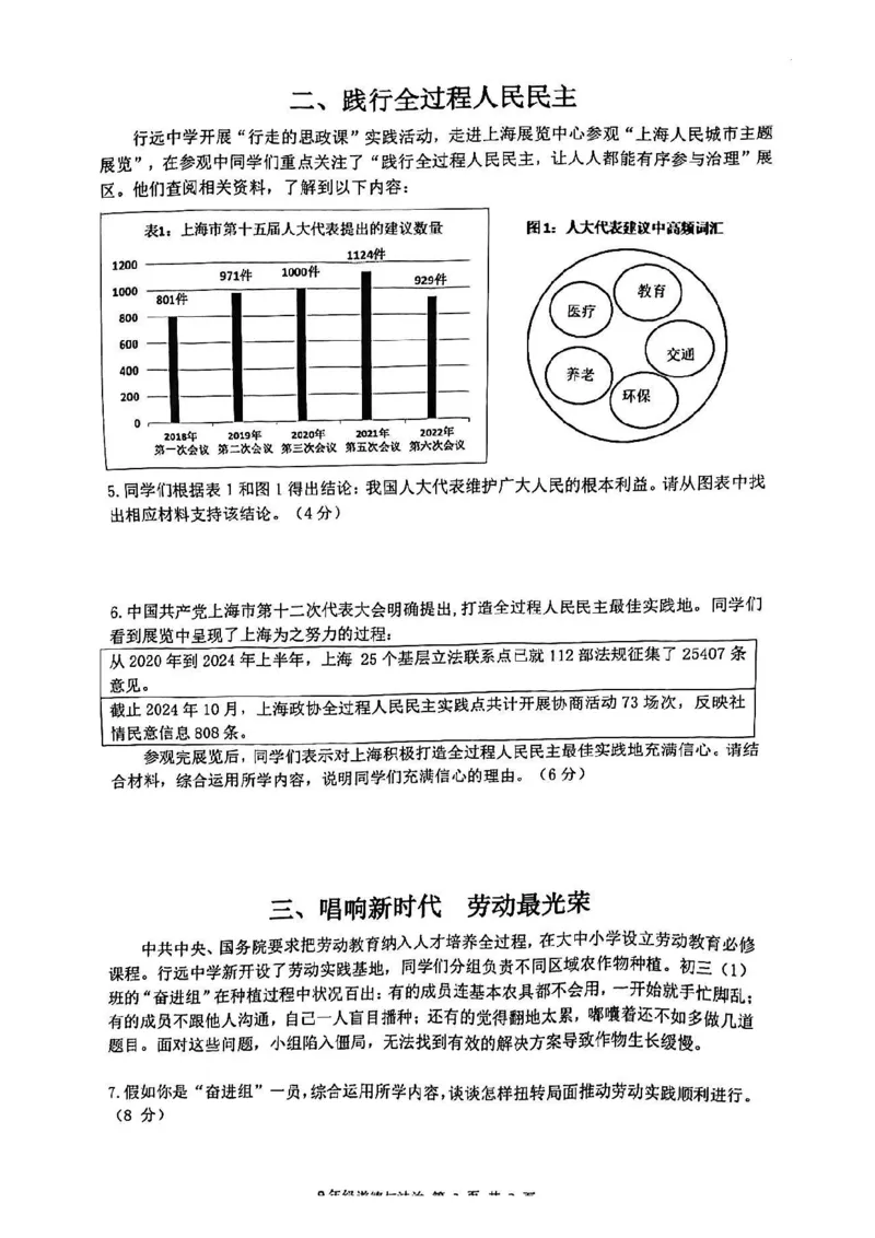 2025届金山区初三一模道法试卷_0122026上海中考一模二模真题试卷_2025-2012年_6.2025年上海一模_分科目整理（试卷及答案）英语听力音频在这里_道法