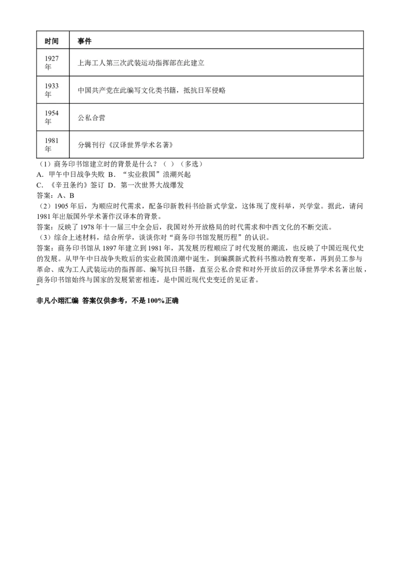 2023年上海市中考历史真题（解析卷）_0122026上海中考一模二模真题试卷_2026年上海一模_上海1500初中高中试卷_初中_上海市历年中考真题_上海市历年中考真题_历史历年中考真题