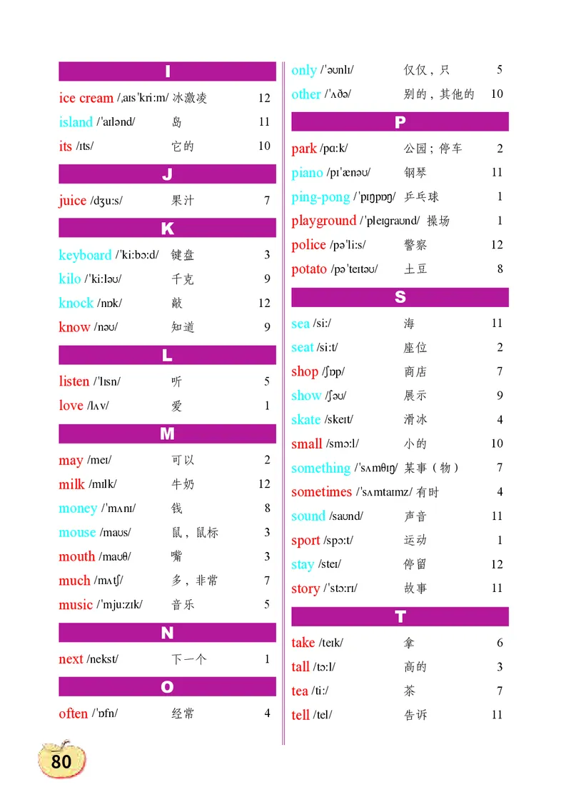 义务教育教科书&middot;英语（三年级起点）五年级上册_电子课本_小学电子课本_03英语_科普版