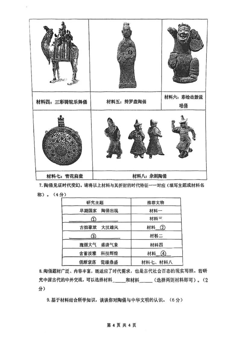 2026上海初三一模闵行历史（原卷）_0122026上海中考一模二模真题试卷_2026年上海一模_上海1500初中高中试卷_闵行区