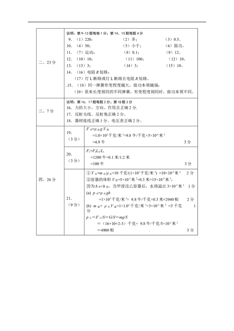 上海市静安、青浦区2015届九年级4月质量调研（二模）物理试题及答案（word版）_0122026上海中考一模二模真题试卷_2025-2012年_4.上海中考物理一模二模（14-24）_二模