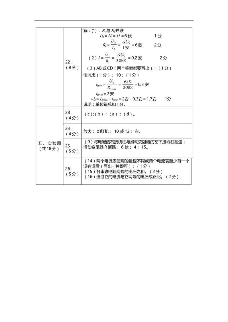 上海市嘉定区2014届九年级上学期期末(一模）质量调研物理试题及答案（word版）_0122026上海中考一模二模真题试卷_2025-2012年_4.上海中考物理一模二模（14-24）_一模