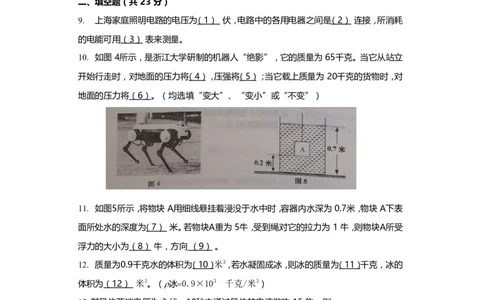 上海市普陀区2019届九年级上学期期末(一模）质量调研物理试题及答案（word版）_0122026上海中考一模二模真题试卷_2025-2012年_4.上海中考物理一模二模（14-24）_一模