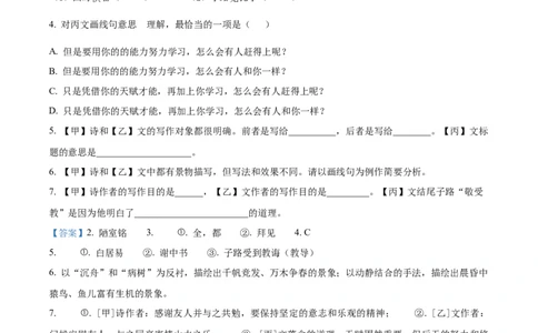 2023年上海市金山区中考一模语文试题（解析版）_0122026上海中考一模二模真题试卷_2025-2012年_1.上海中考语文一模二模（14-24）_一模_2023年上海市中考语文一模试卷（16份）