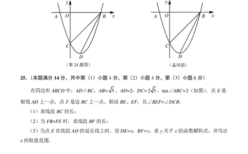 2021学年第一学期九年级数学学科练习卷_0122026上海中考一模二模真题试卷_2025-2012年_2.上海中考数学一模二模（12-24）_一模_2022年上海市中考数学一模试卷(16份）