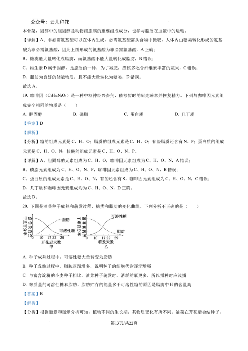 四川省成都市树德中学2024-2025学年高一上学期10月月考生物试题（解析版）_2024年11月试卷_1102四川省成都市树德中学2024-2025学年高一上学期10月阶段性测试