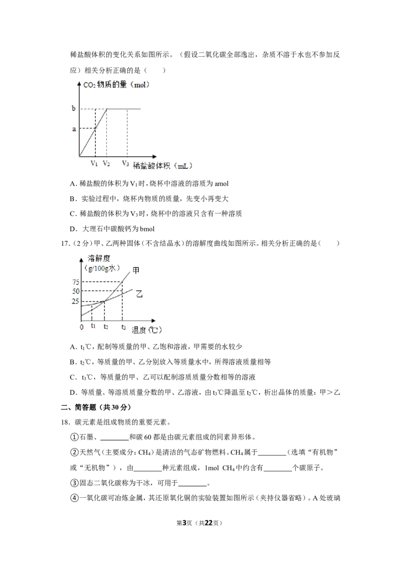 2021年上海市虹口区中考化学二模试卷_0122026上海中考一模二模真题试卷_2025-2012年_5.上海中考化学一模二模（12-24）_二模_2021年上海市中考化学二模试卷（15份）