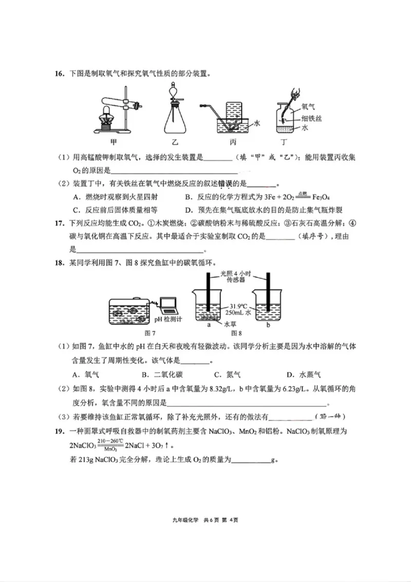 2026届崇明区初三一模化学试卷（原卷+答案）_0122026上海中考一模二模真题试卷_2026年上海一模_上海1500初中高中试卷_崇明