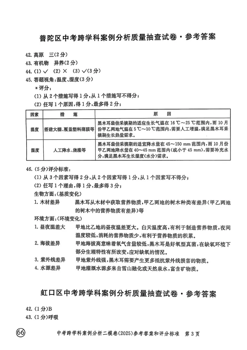 2025上海中考跨学科二模答案_0122026上海中考一模二模真题试卷_2025-2012年_7.2025年上海二模_跨学科